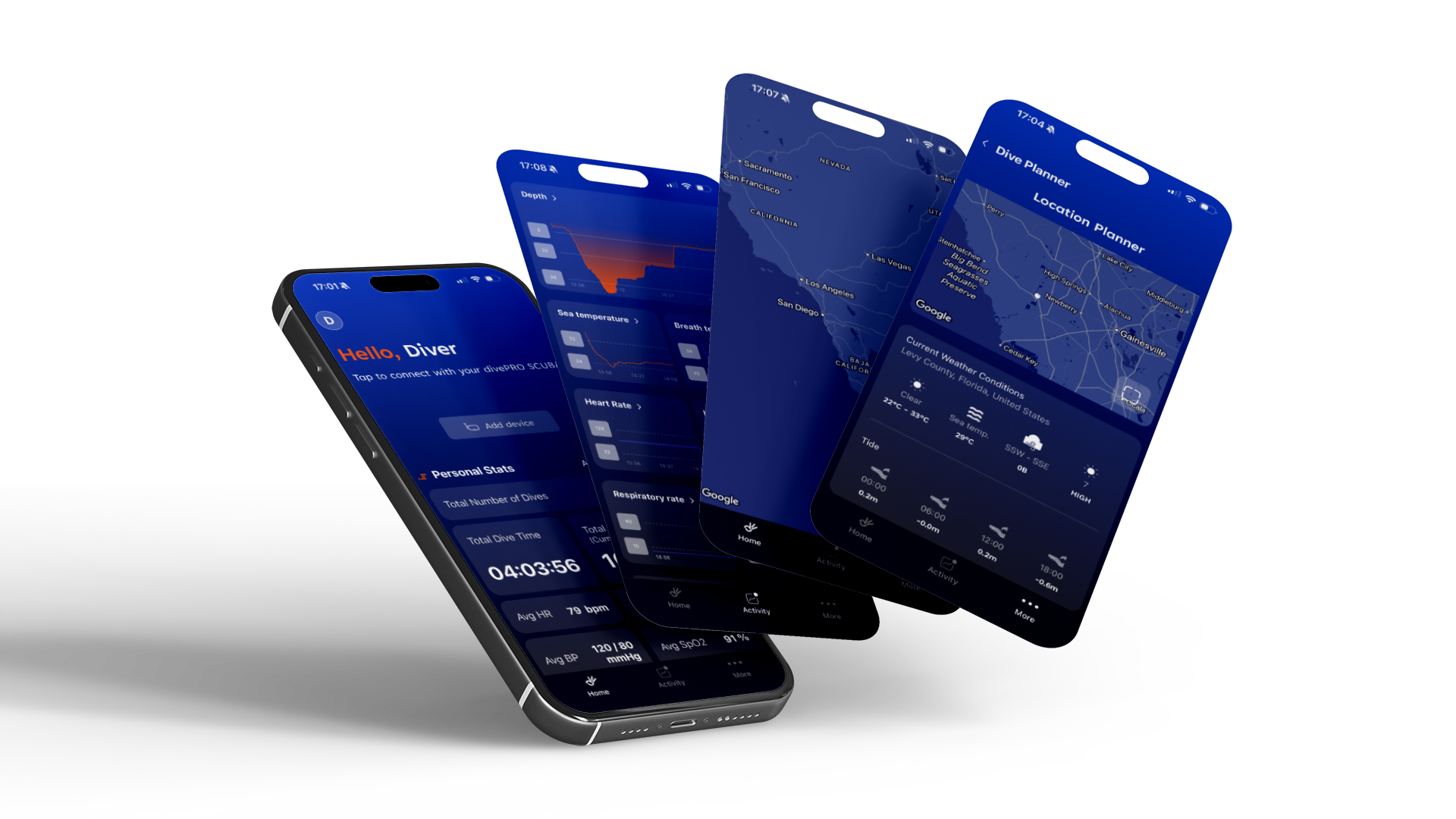 Dive Pro App Screens