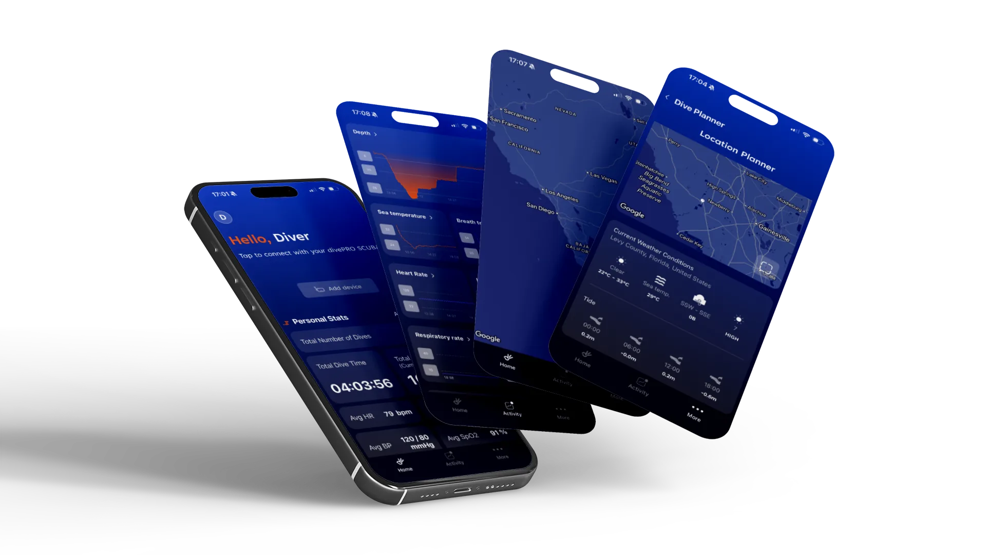 Dive Pro App Screens